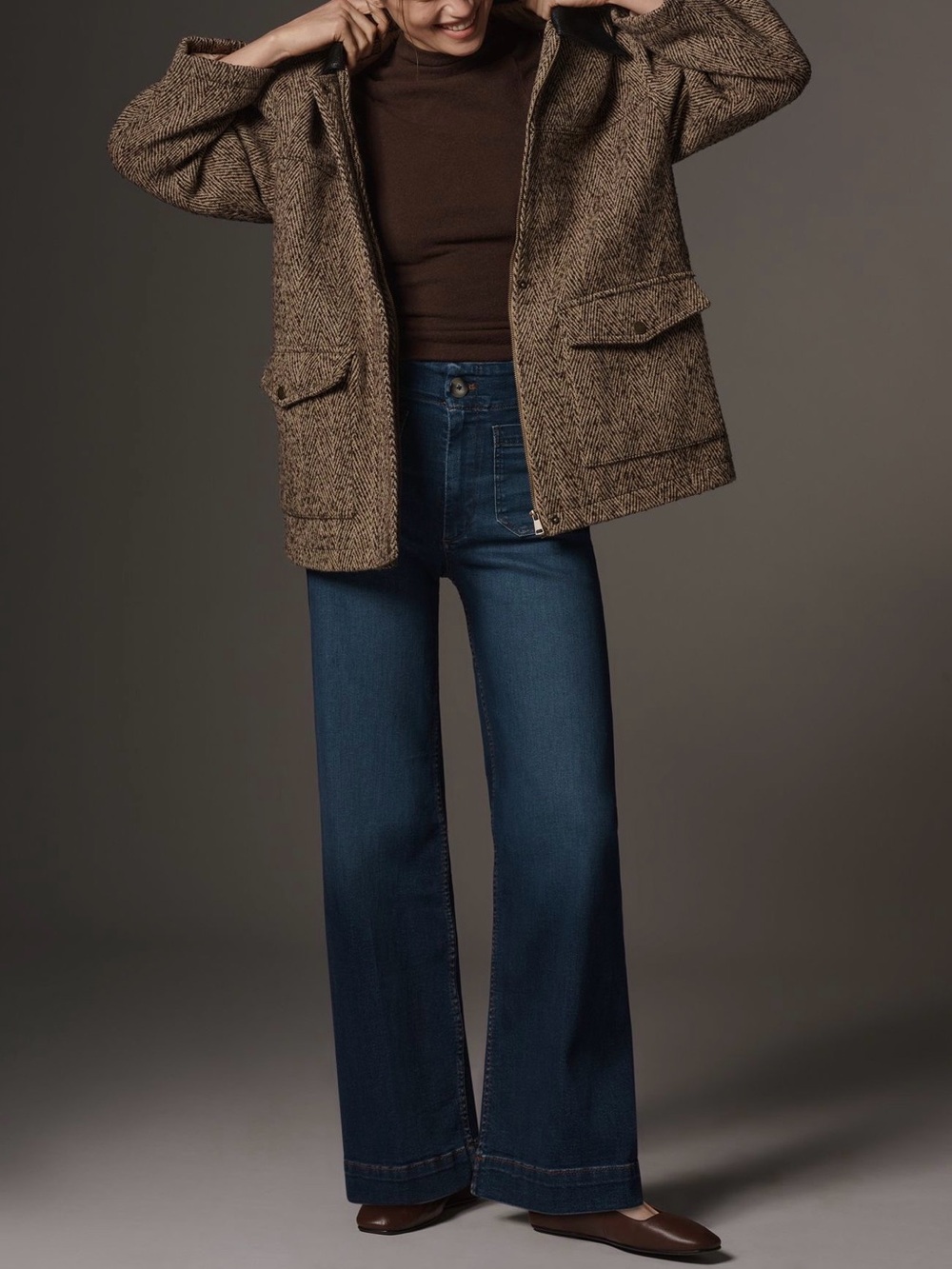 Anthropologie Maeve The Collette Full Length Wide Leg Terry Jeans